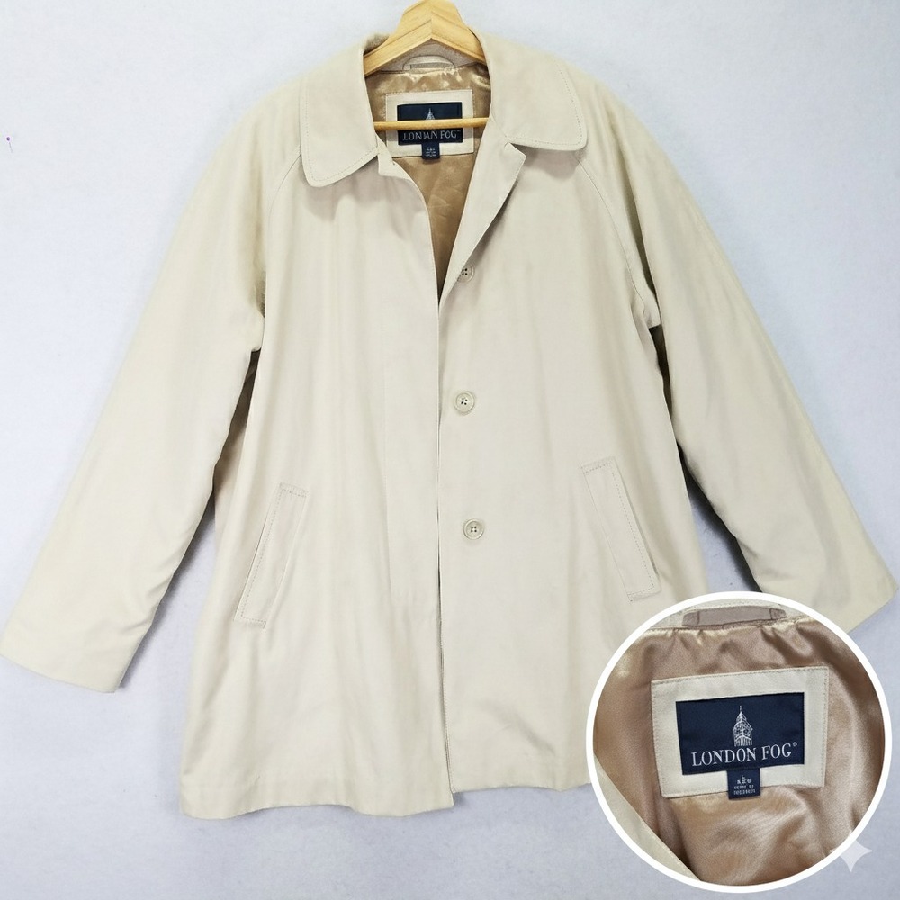 Vintage London Fog Sueded All-Weather Car Coat Jacket Women's Large Tan Classic